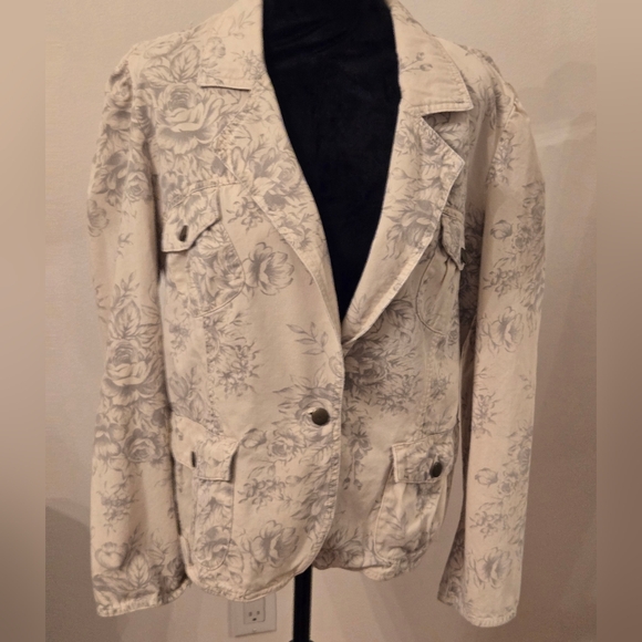 Faded Glory Vintage Floral Cotton Fitted Blazer Sz 18 - Picture 1 of 8